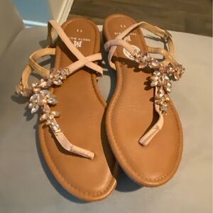 Elegant Brown Sandals with Crystal Embellishments